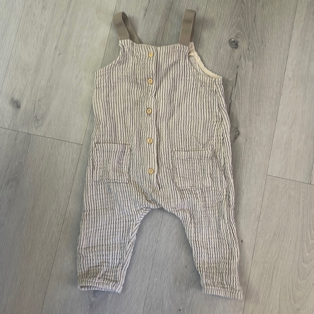 HM Striped Overalls. Size 6-9 months